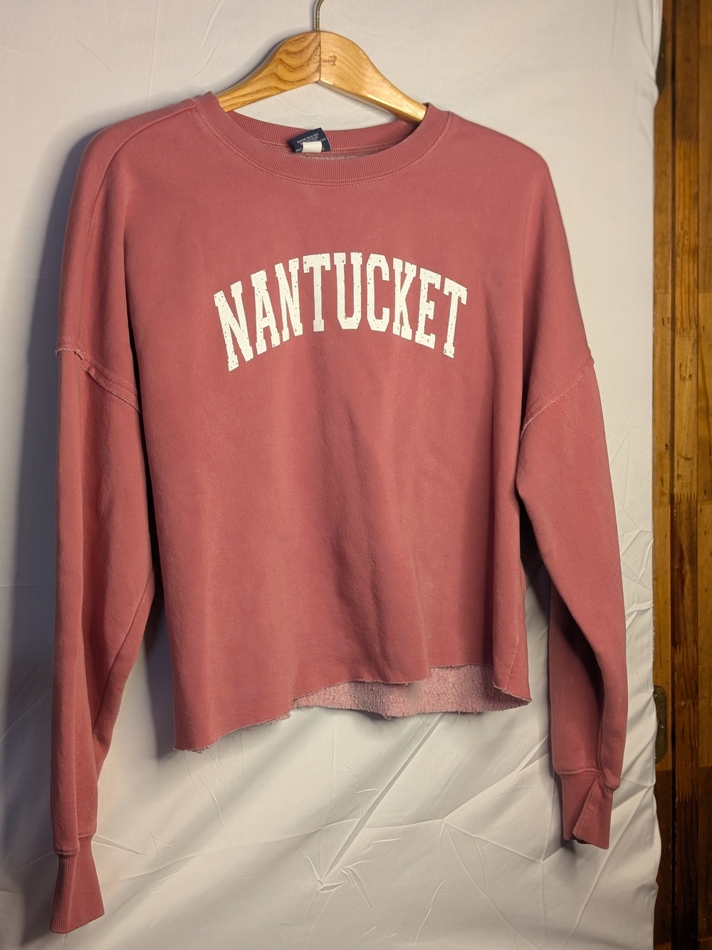 Charles River Apparel Nantucket Pink Cropped Sweatshirt Size Large